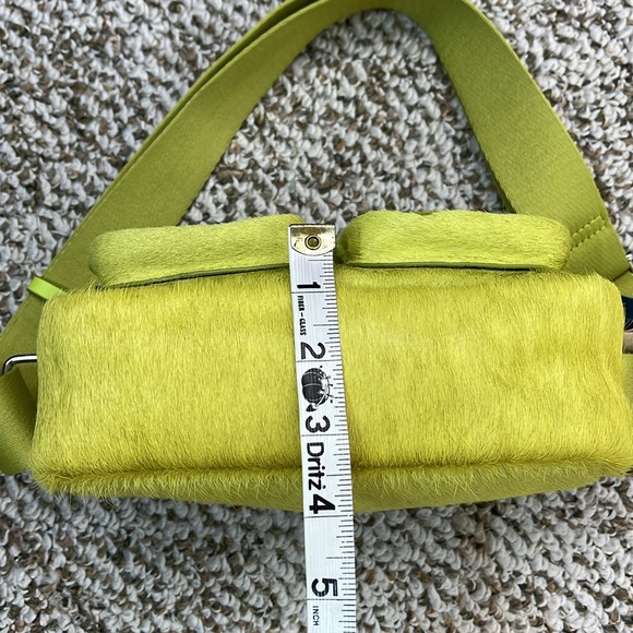 PARFOIS TEXTURED CROSSBODY BAG CHARTREUSE COWHIDE LEATHER HAIR MADE IN PORTUGAL - Picture 15 of 17